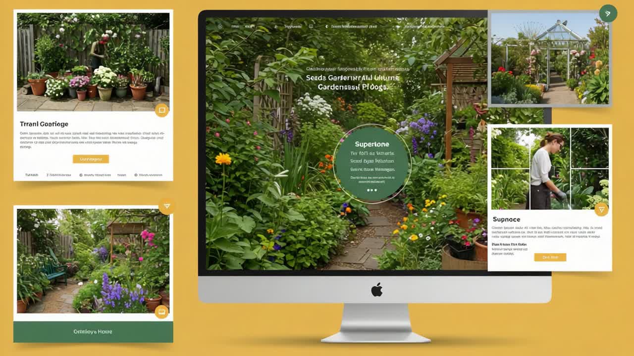 A Lush Garden Oasis Featuring Vibrant Flowers and Well-Designed Paths, Captured in Two Distinct Frames Showcasing Nature's Beauty and Serene Landscapes