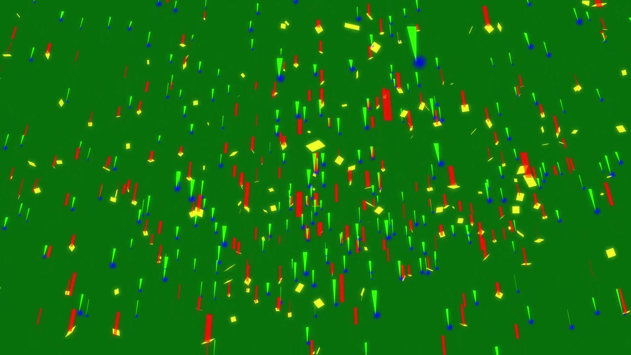 Esplosione di coriandoli colorati su sfondo a schermo verde