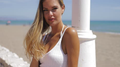 Wunderbares-Model-Posiert-Am-Strand