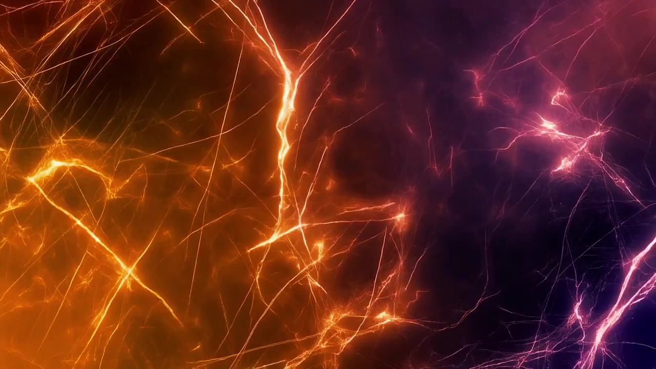 Sfondo astratto con linee di energia luminose arancioni e viola