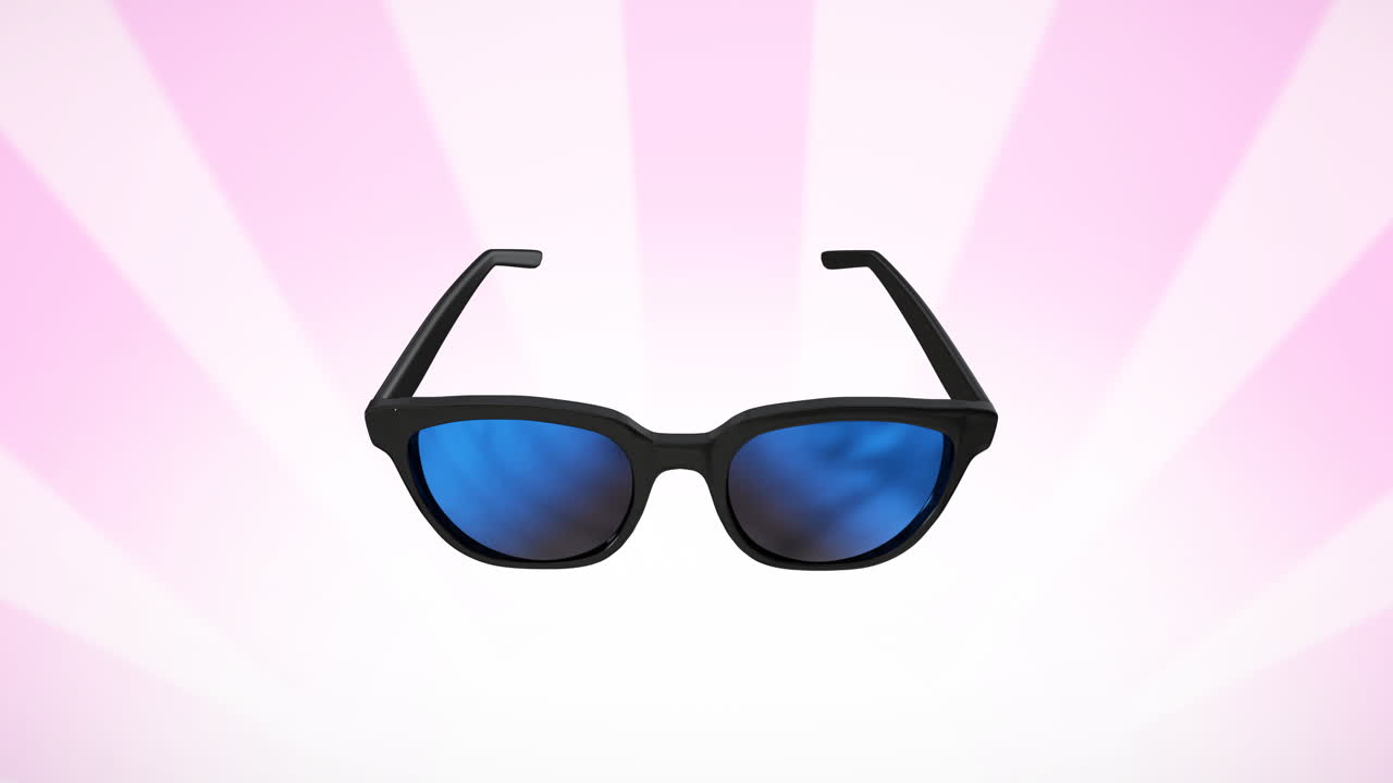 animación de gafas sobre un fondo de rayas rosadas