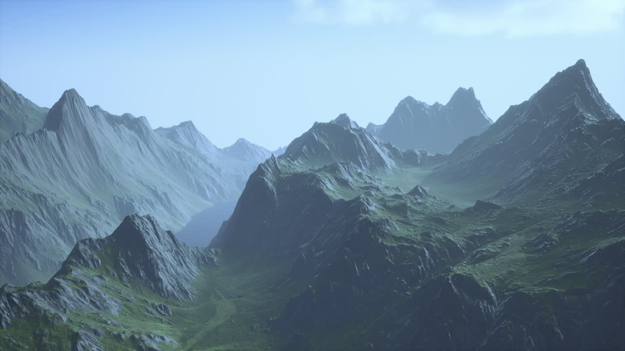 노르웨이의 산에서 안개