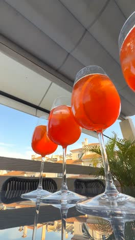 aperol spritz cocktails on a patio
