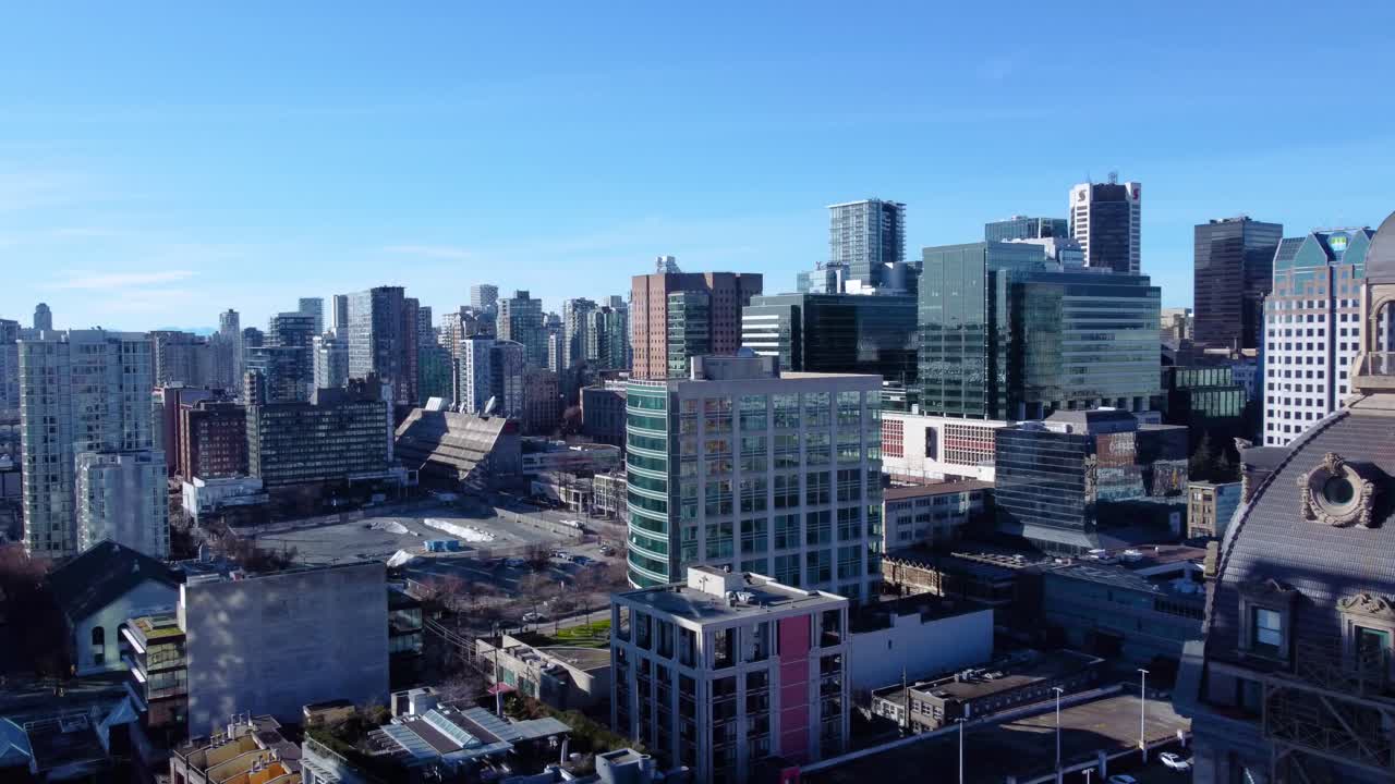 Aerial Panning Shot of Downtown Vancouver, Canada