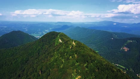 aerial drone footage of mount saint donatus also known as mount rogatec