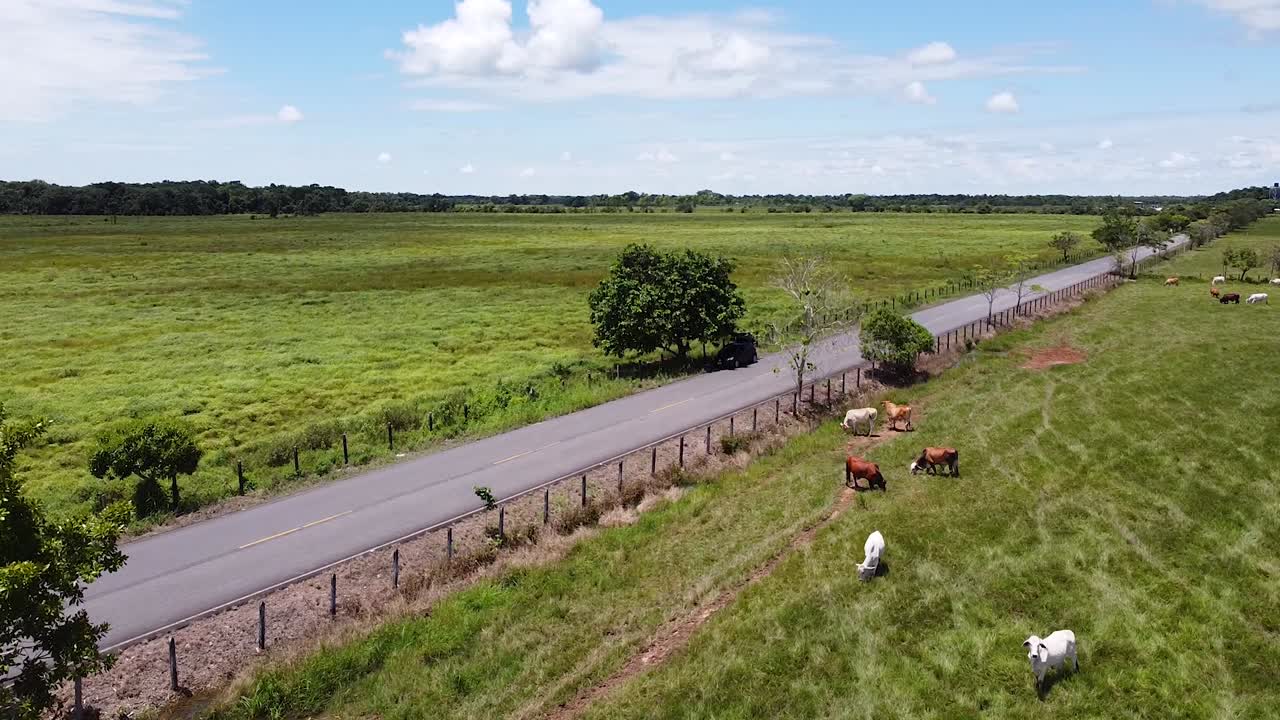paisaje con el camino perfecto para viajar drones vuela