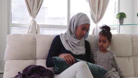 mother and daughter at home