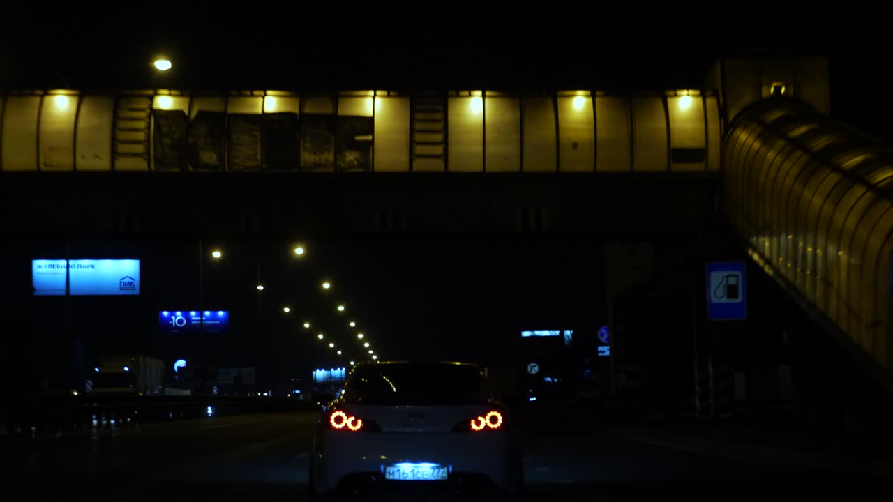 Night driving under the bridge