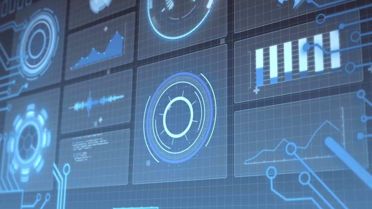 animación del escaneo del alcance y el procesamiento de datos a través de la interfaz digital