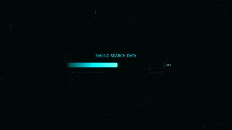 Digital Progress Bar Loading Search Data on Dark Background