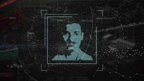 animación del procesamiento de datos con diversas personas iconos sobre el escaneo de alcance