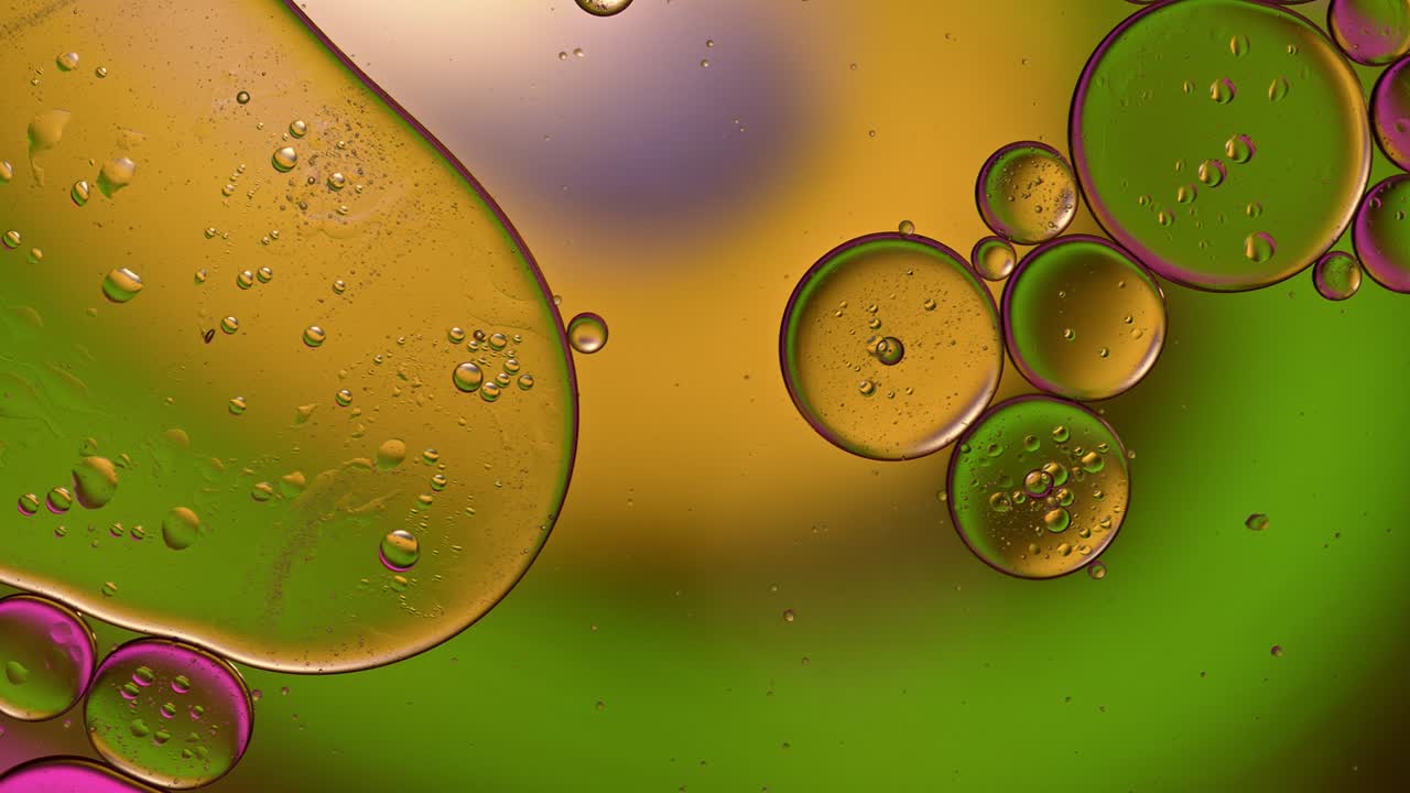 abstract colorido alimentos gotas de aceite burbujas y esferas que fluyen