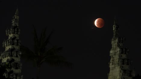 blood moon over a balinese temple