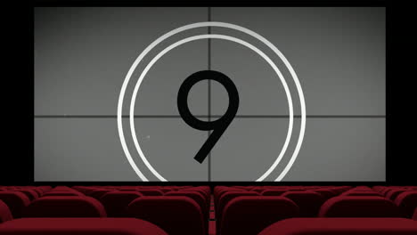 countdown on empty theater screen 4k