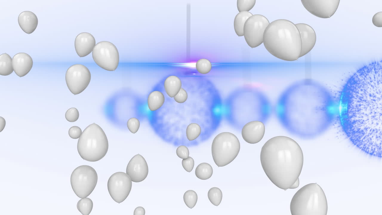 하 바탕에 움직이는 날아다니는 풍선과 크리스탈 공의 애니메이션