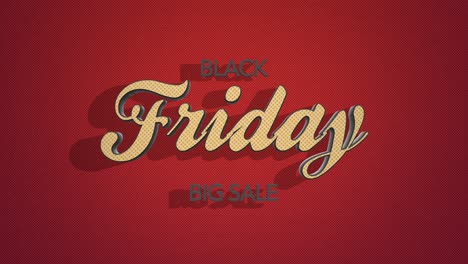 retro black friday text in 80s style on a red grunge texture