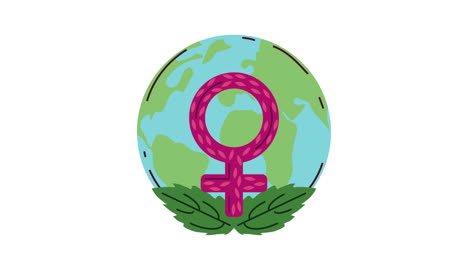 earth and female symbol with leaves