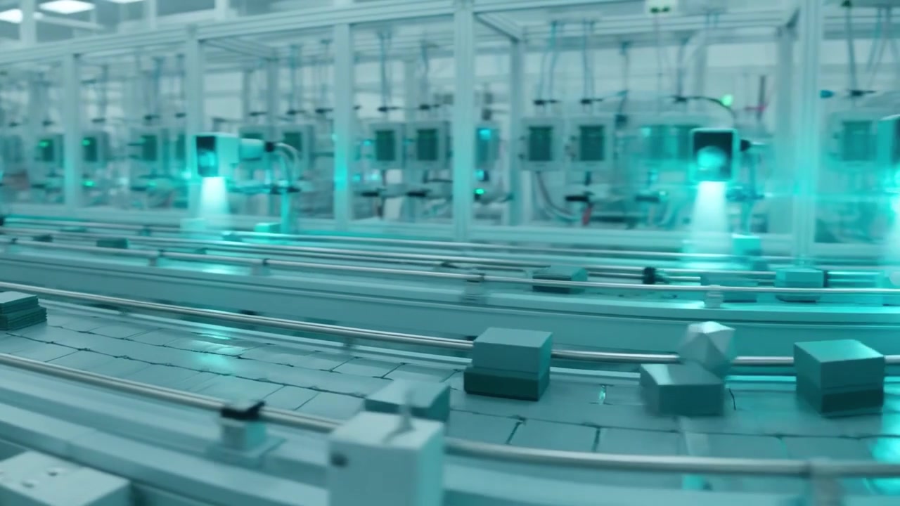 Automated Industrial Conveyor Belt System with Optical Inspection Sensors