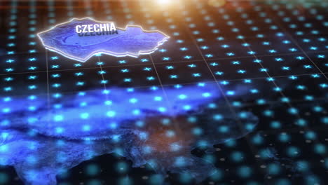 dark digital map, location of czechia