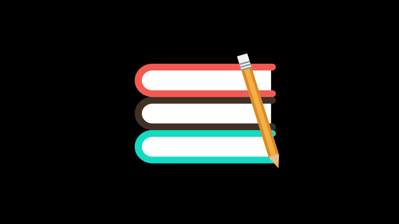 Premium stock video - Pencil on top of a stack of books icon concept ...