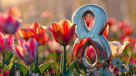 international women's day with tulips and number 8