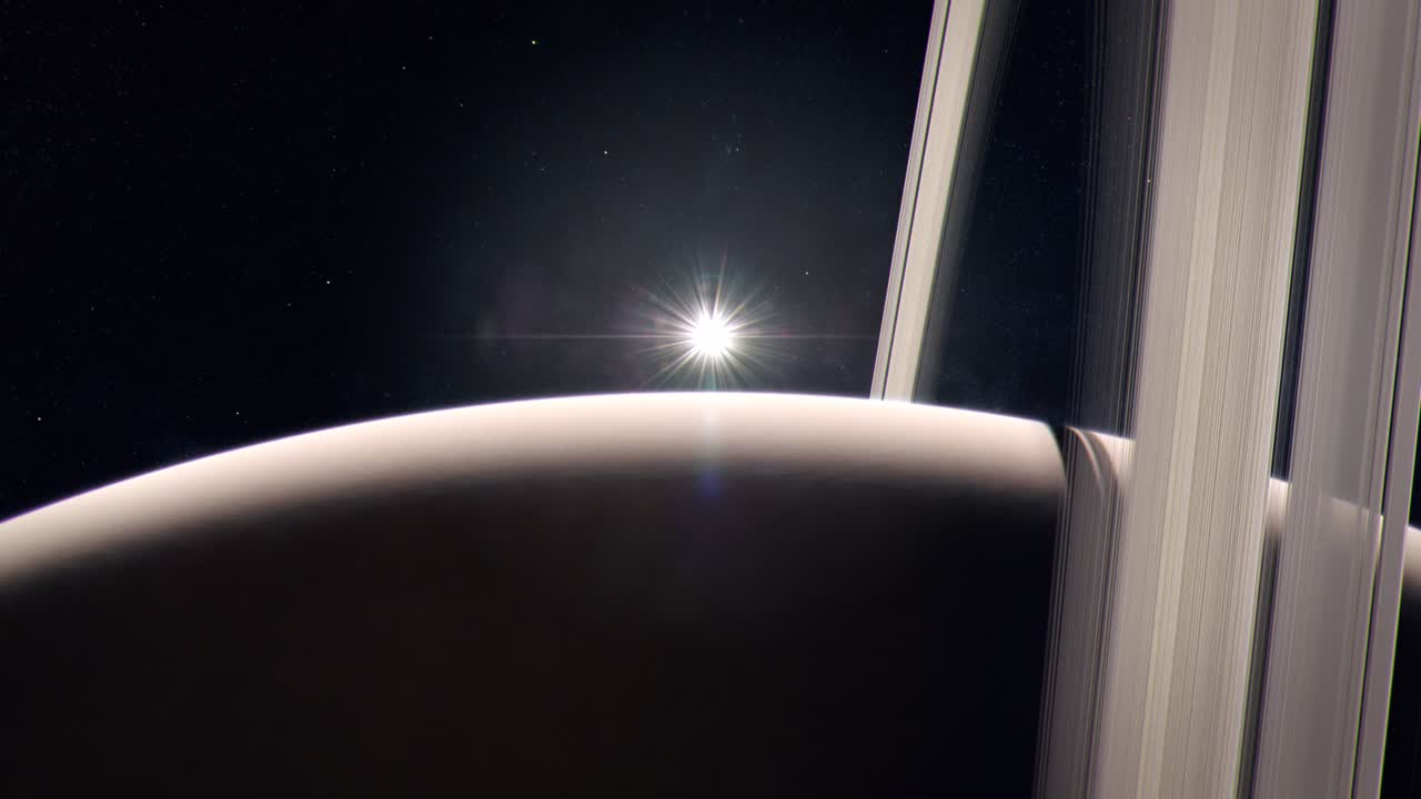 восход солнца с газового гиганта сатурна