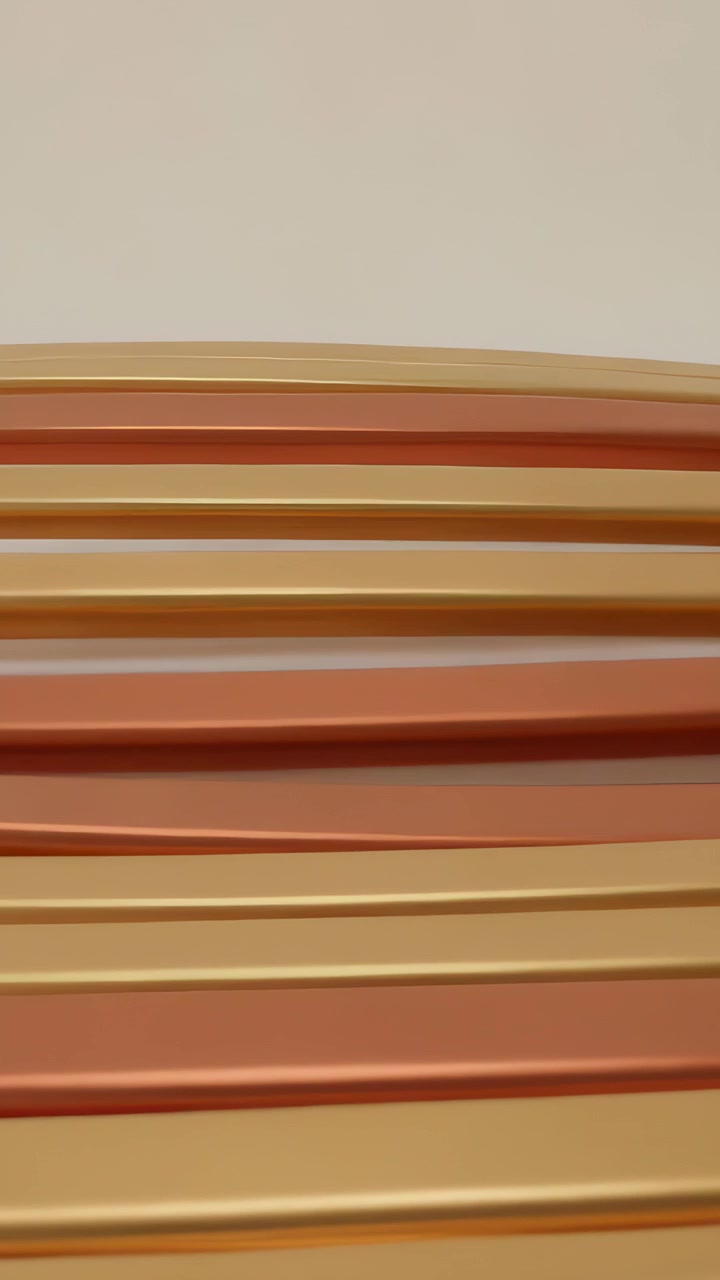 Vertical video: Shifting after tilt, striped layers sliding across cream wall, showing warm ribbons