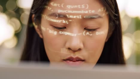 engaged in digital creativity: a close-up of a young individual deeply focused on coding and interacting with a laptop interface under natural light