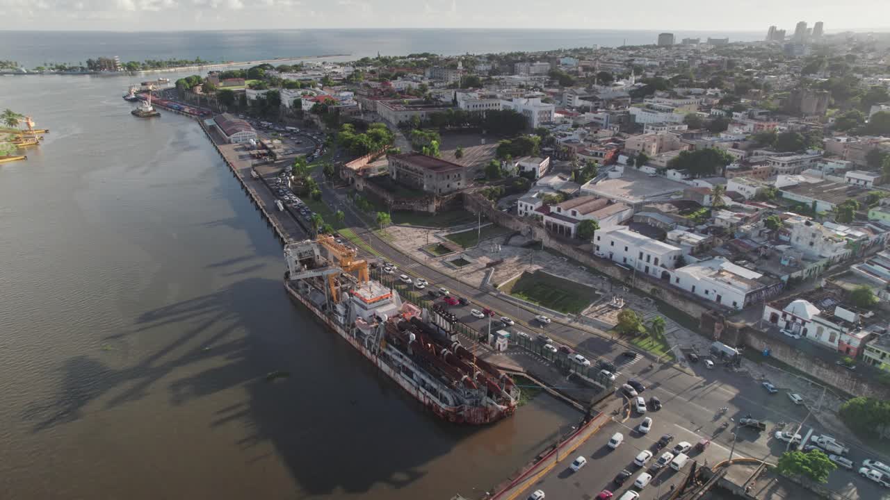 Aerial of Historic District of Colonial City and Palace of Don Diego Colón, Santo Domingo