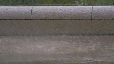 pouring rain puddle slow motion