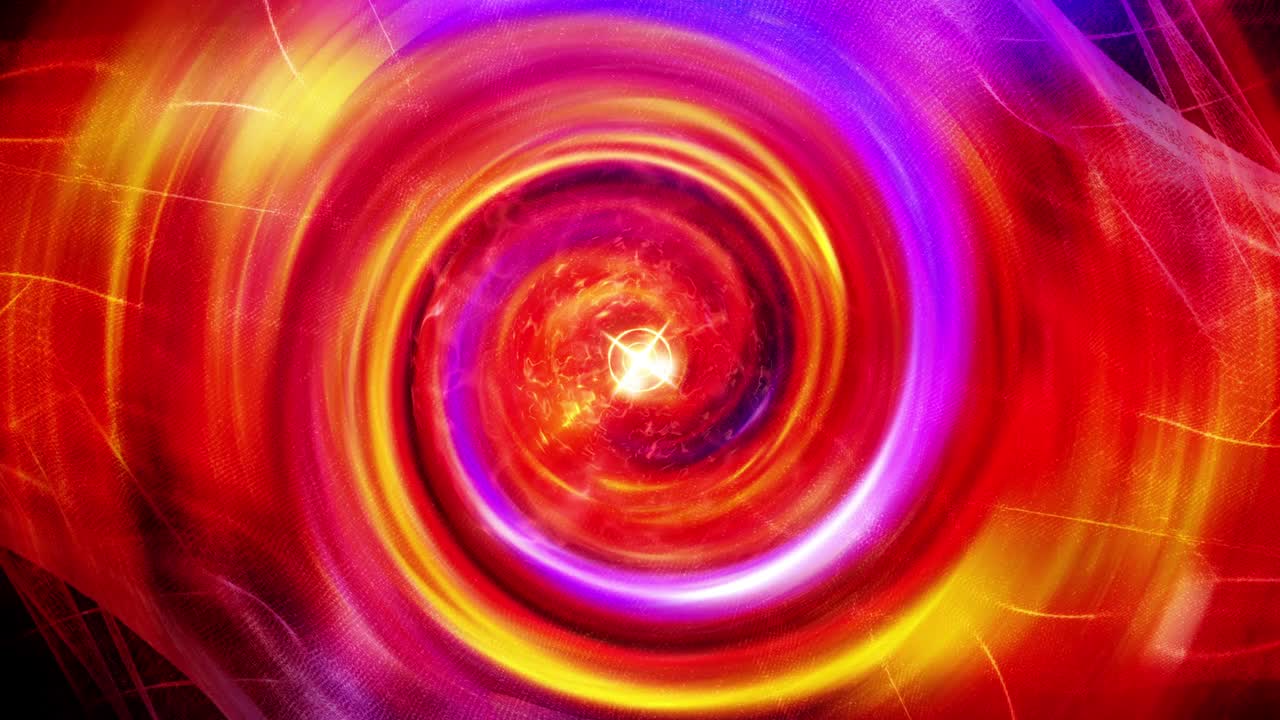 hipnotizante fondo de bucle de gradiente multicolor en espiral gira y gira en el centro enfocado. 4k 3d fondo psicodélico de colores con ondas mágicas de energía redonda se mueve en el vórtice central.