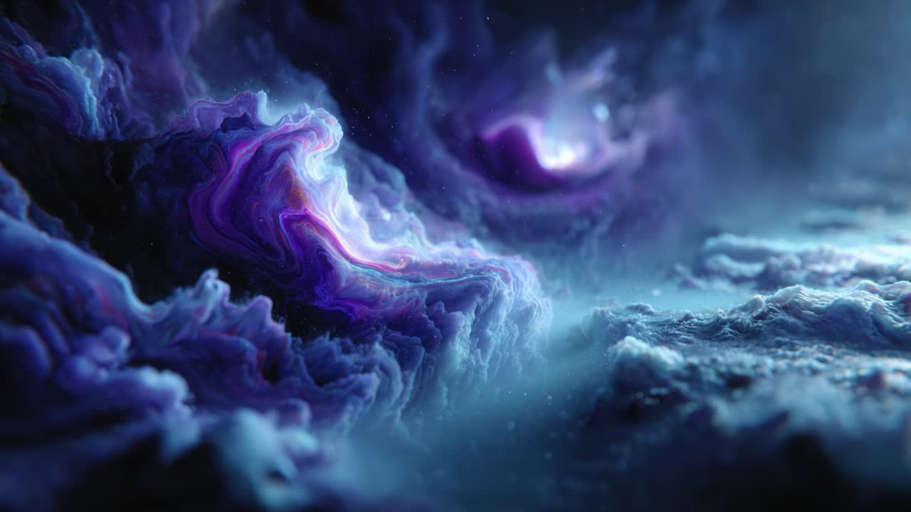A Mesmerizing Cosmic Landscape: Vibrant Swirls of Purple and Blue in an Ethereal Space Scene Captured in Stunning Detail