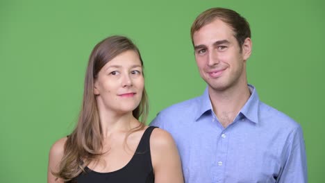 young couple looking at each other