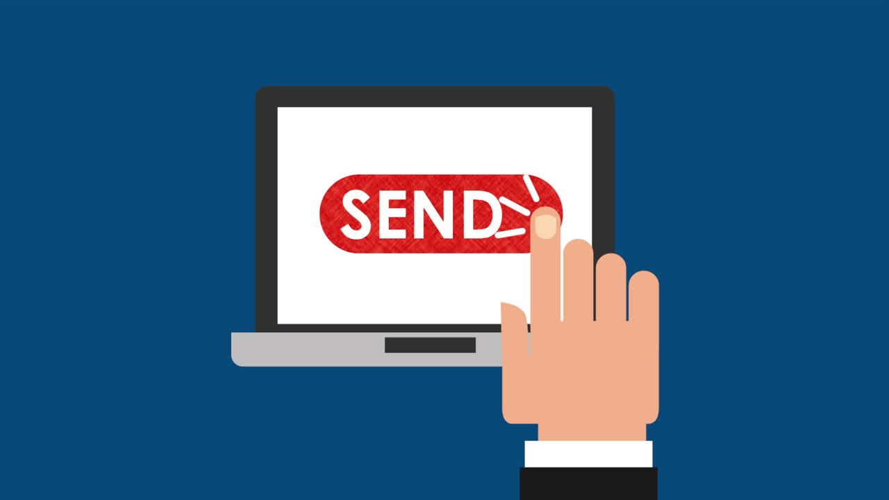 E-mail og markedsføring på sociale medier med bærbar animation