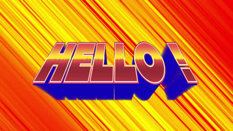 hello written in metallic gold with diagonal yellow and red lines moving seamlessly in the backgroun