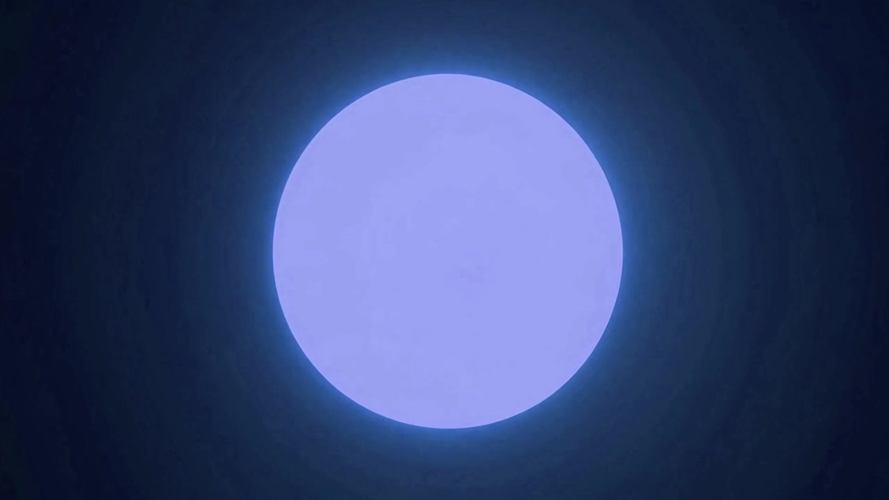 Animazione astratta di un cerchio e una sfera blu luminosi