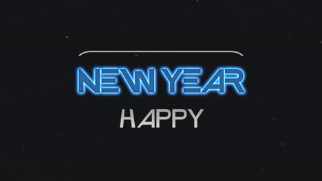 happy new year with neon text on black gradient