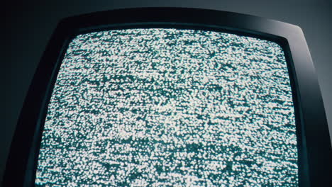 retro television with static, blinking screen, dark backdrop