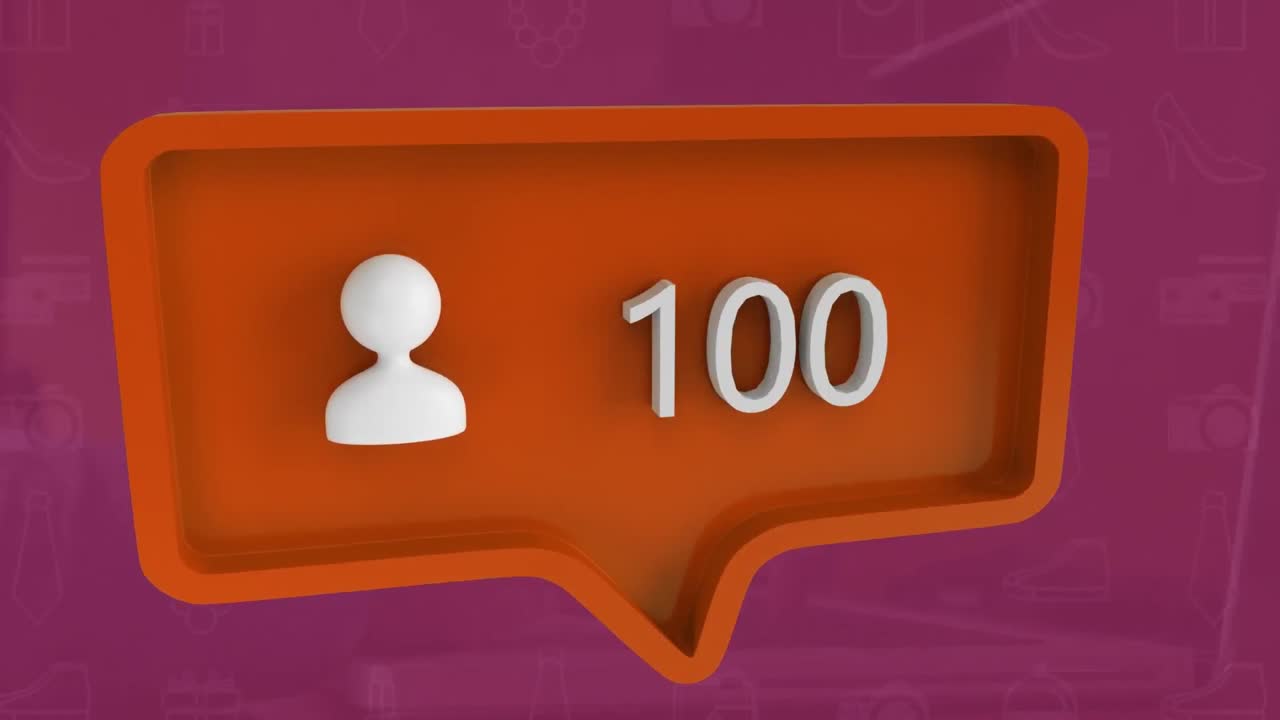animación de iconos abstractos y números cambiantes en el cuadro de notificación sobre iconos de computadora
