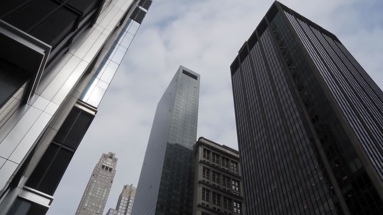 Modern Architecture in Manhattan, New York City USA, Low Angle View of Corporate Buildings