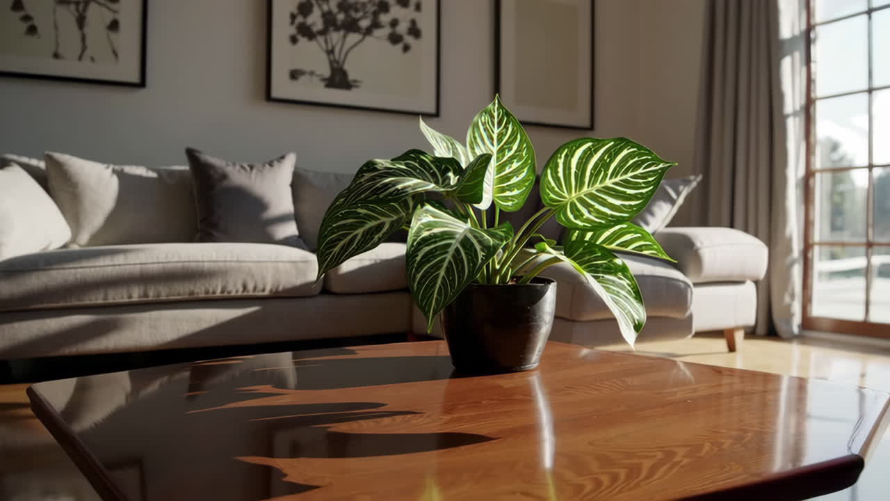 sala de estar moderna con planta