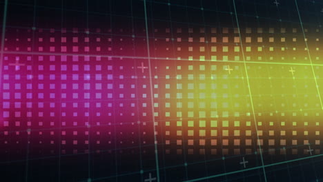 animación de la pantalla digital con luces rosadas y amarillas