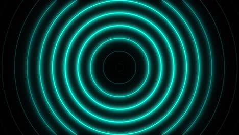 abstract seamless loop neon aqua blue concentric circle on a black background