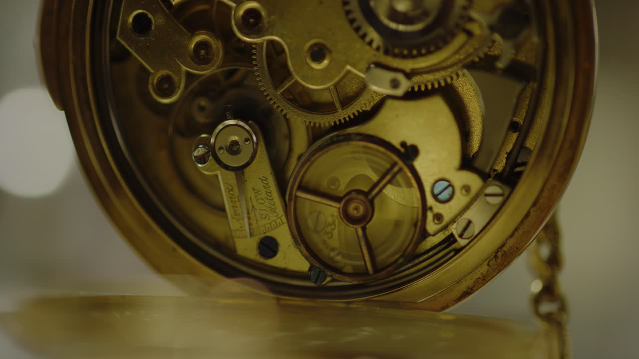 Gears move inside a watch
