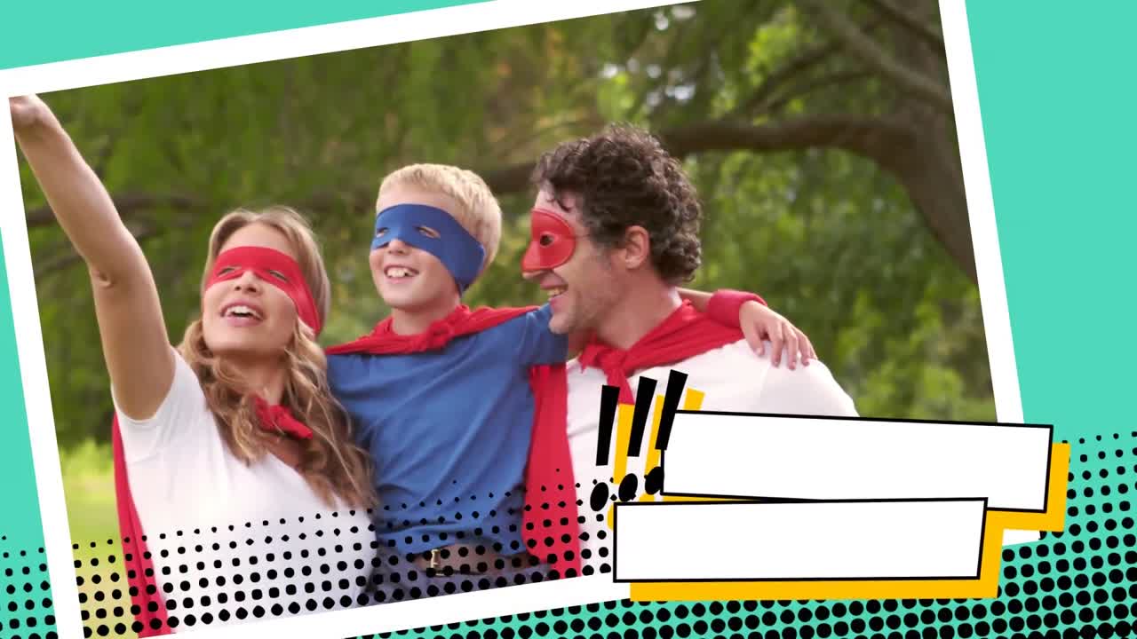공원 에 있는 슈퍼 히어로 가족