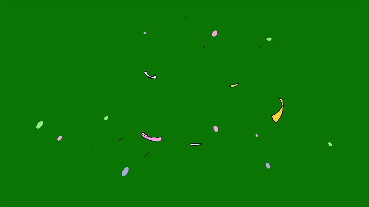 다채로운 만화 콘페티 파티 팝퍼 폭발 - 녹색 화면 배경에 고립