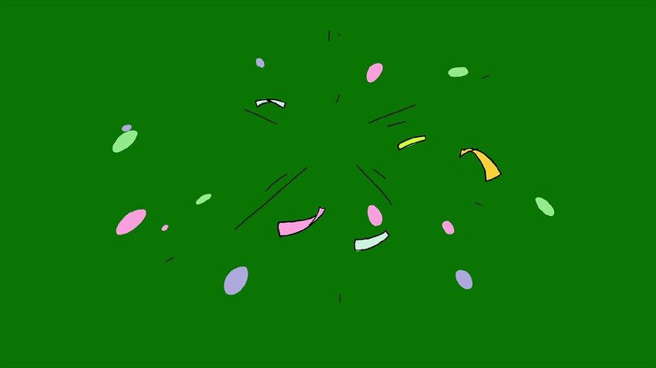 Colorful Cartoon Confetti Party Popper Explosion - Isolated on Green Screen Background