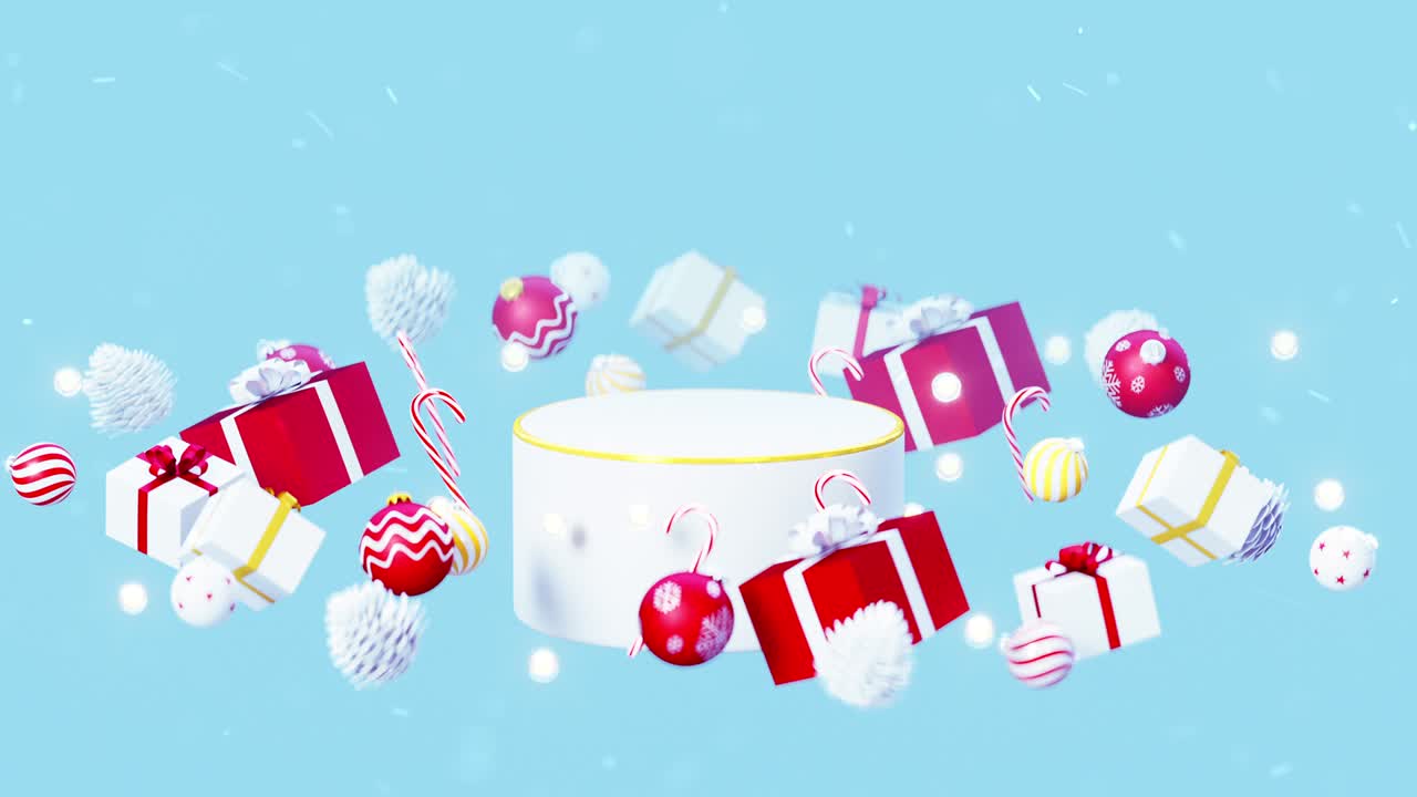 Templat Selamat Natal dengan dudukan kosong, animasi render 3D loop tanpa batas