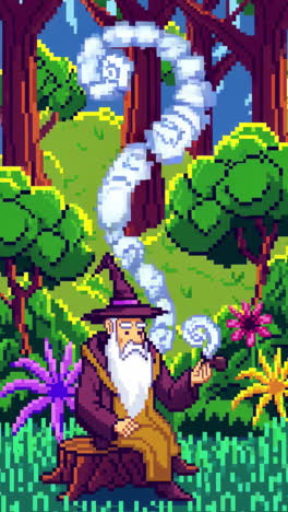 pixel art wizard in a forest