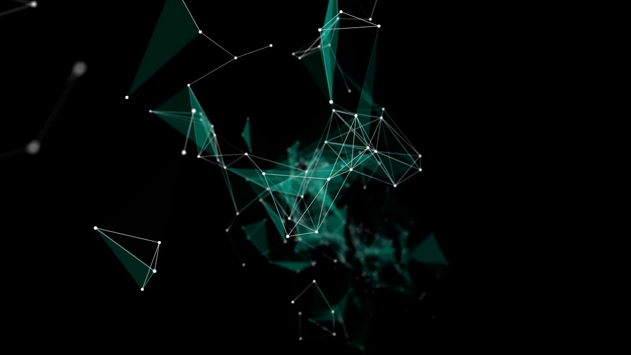 Futuristic plexus animation with glowing triangles in slow motion, 4096x2304 loop 4K